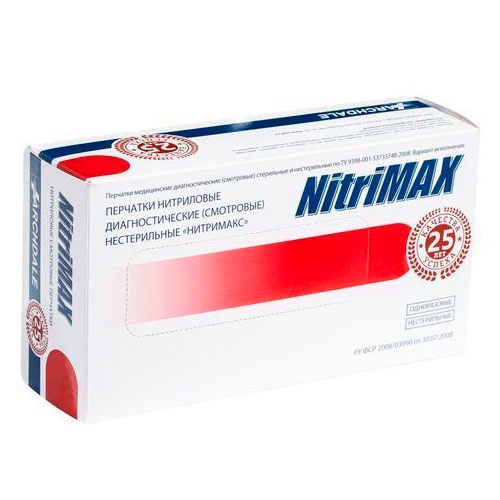 Перчатки нитриловые NitriMAX / Нитримакс красные (M, 50 пар) Archdale
