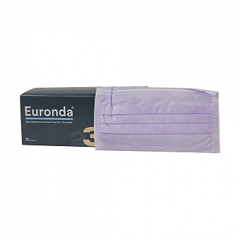 Маски защита 3 трехслойные лиловые (50 шт) Euronda