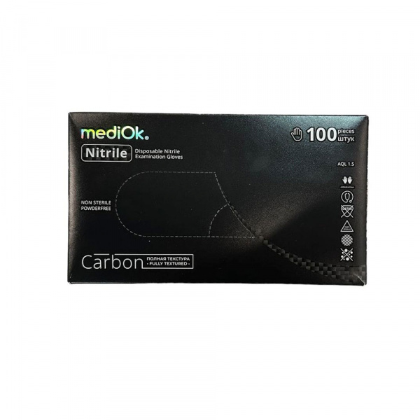 Перчатки нитриловые MediOk Carbon черные (XS, 50 пар) Blue Sail Medical