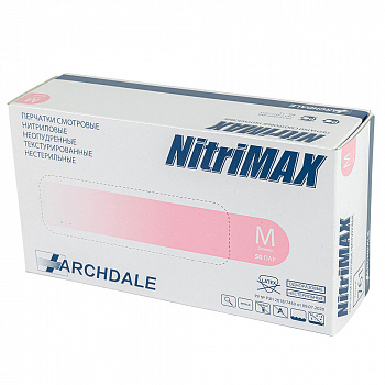 Перчатки нитриловые NitriMAX / Нитримакс розовые 3.5 г (M, 50 пар) Archdale